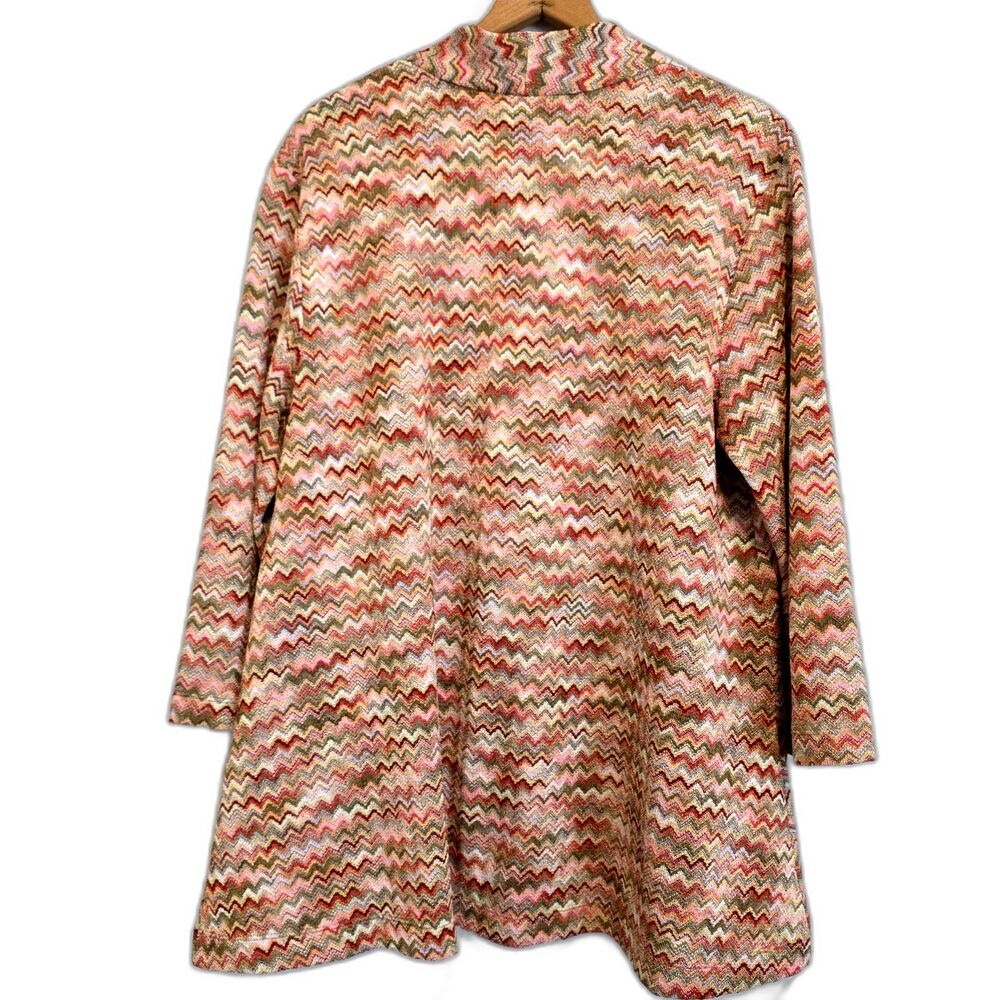 Chicos Travelers Cardigan Open Front Chevron Colorful 3/4 Sleeve Size 2 = L /12 - Picture 3 of 9